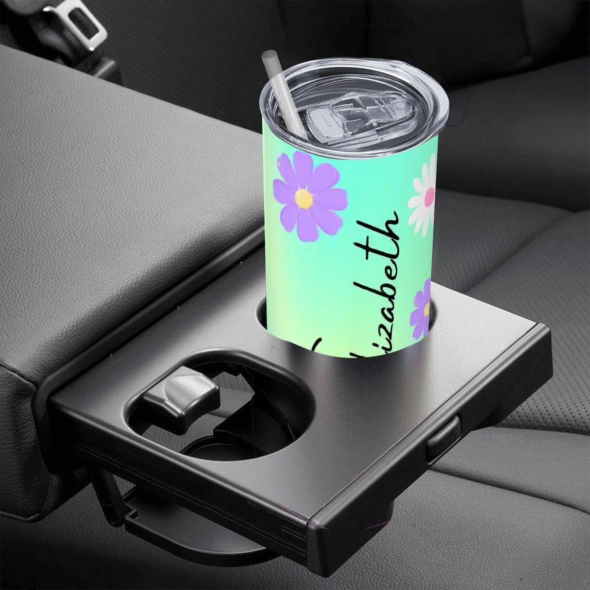 ColorFlow | Fresh Mint Meadow Daisy Personalized 20oz Skinny Stainless Steel Tumbler With Straw Custom Floral Name Gift