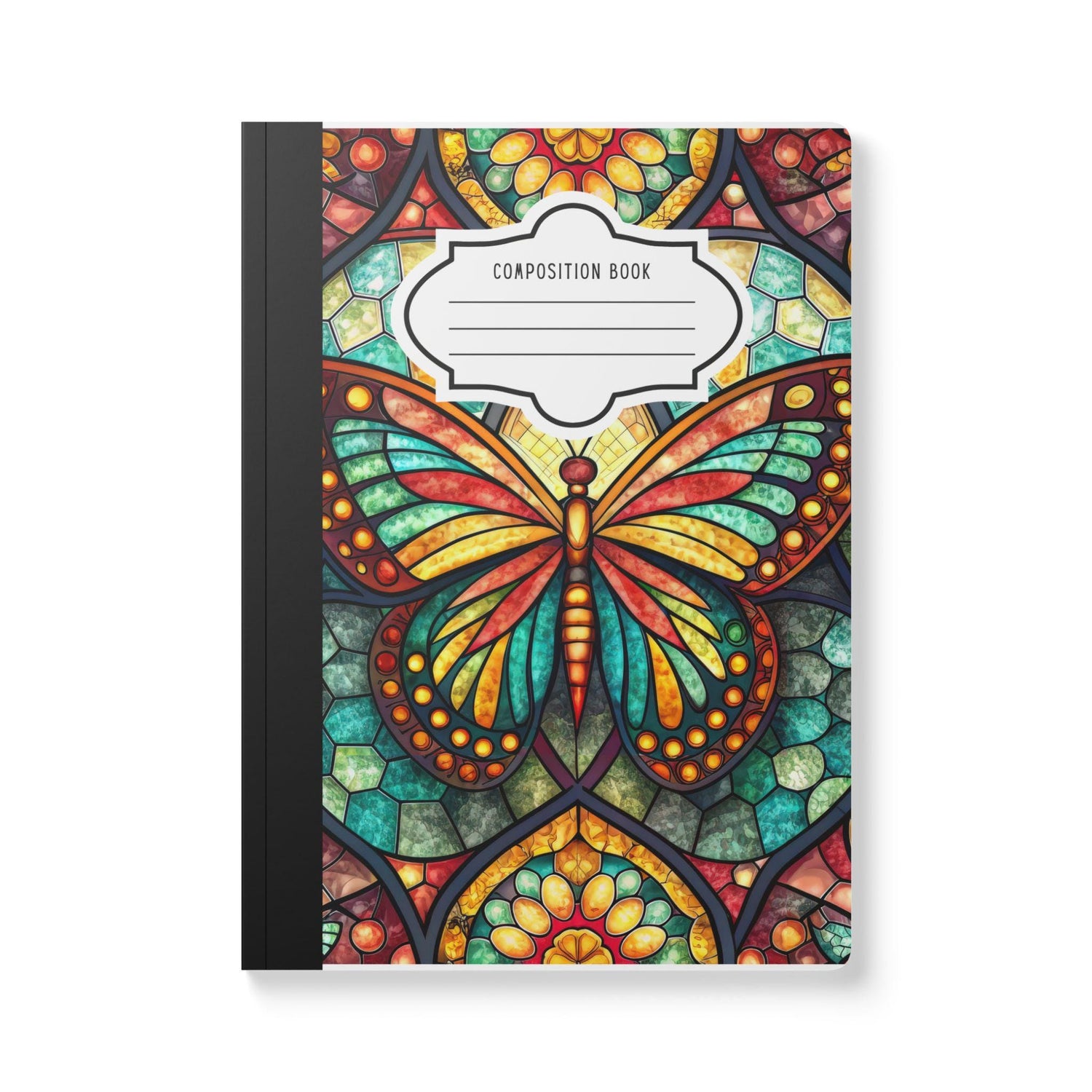 ColorFlow | Vibrant Stained Glass Butterfly Notebook Artistic Composition Book for Journaling School Notes and Creative Writing