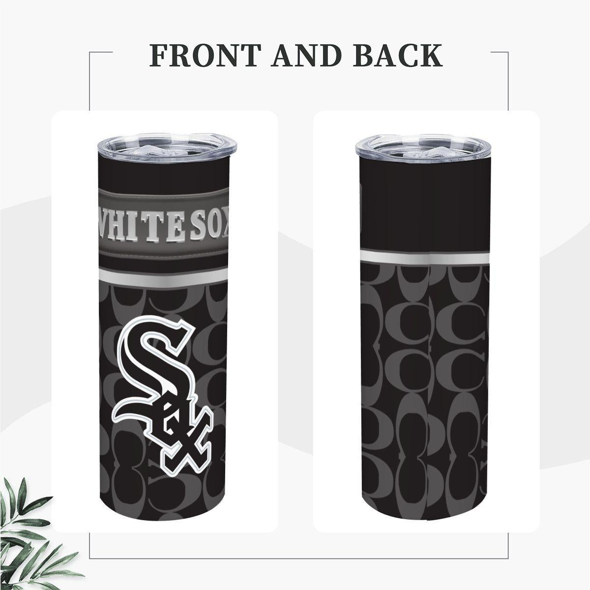 ColorFlow | Chicago White Sox Inspired Fashion 20oz Skinny Stainless Steel Tumbler With Straw Sleek Game Day Drinkware