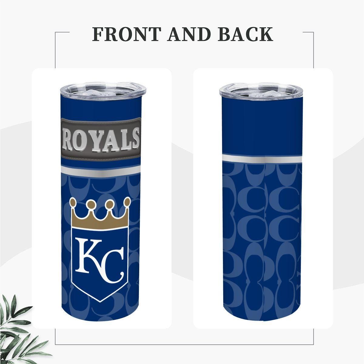 ColorFlow | Kansas City Royals Inspired Fashion 20oz Skinny Stainless Steel Tumbler With Straw Classic MLB Fan Gift