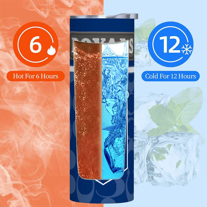 ColorFlow | Kansas City Royals Inspired Fashion 20oz Skinny Stainless Steel Tumbler With Straw Classic MLB Fan Gift