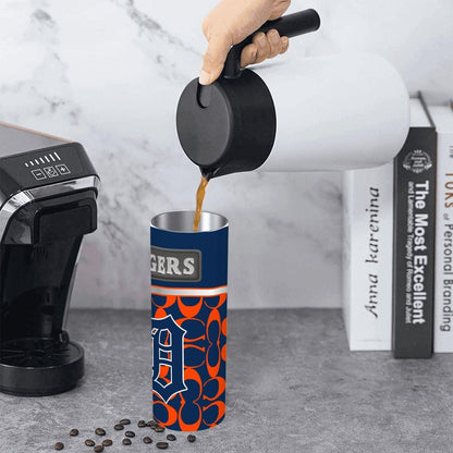 ColorFlow | Detroit Tigers Inspired Fashion 20oz Skinny Stainless Steel Tumbler With Straw Vibrant Baseball Travel Cup