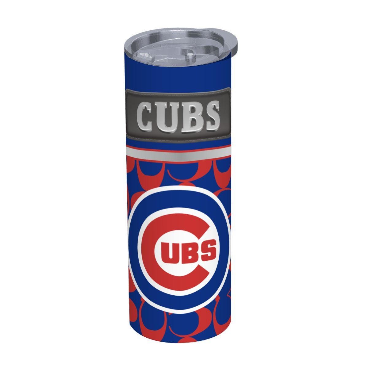 ColorFlow | Chicago Cubs Inspired Fashion 20oz Skinny Stainless Steel Tumbler With Straw Iconic Baseball Fan Drinkware
