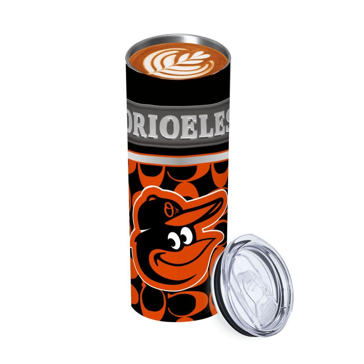 ColorFlow | Baltimore Orioles Inspired Fashion 20oz Skinny Stainless Steel Tumbler With Straw Bold Baseball Fan Travel Cup