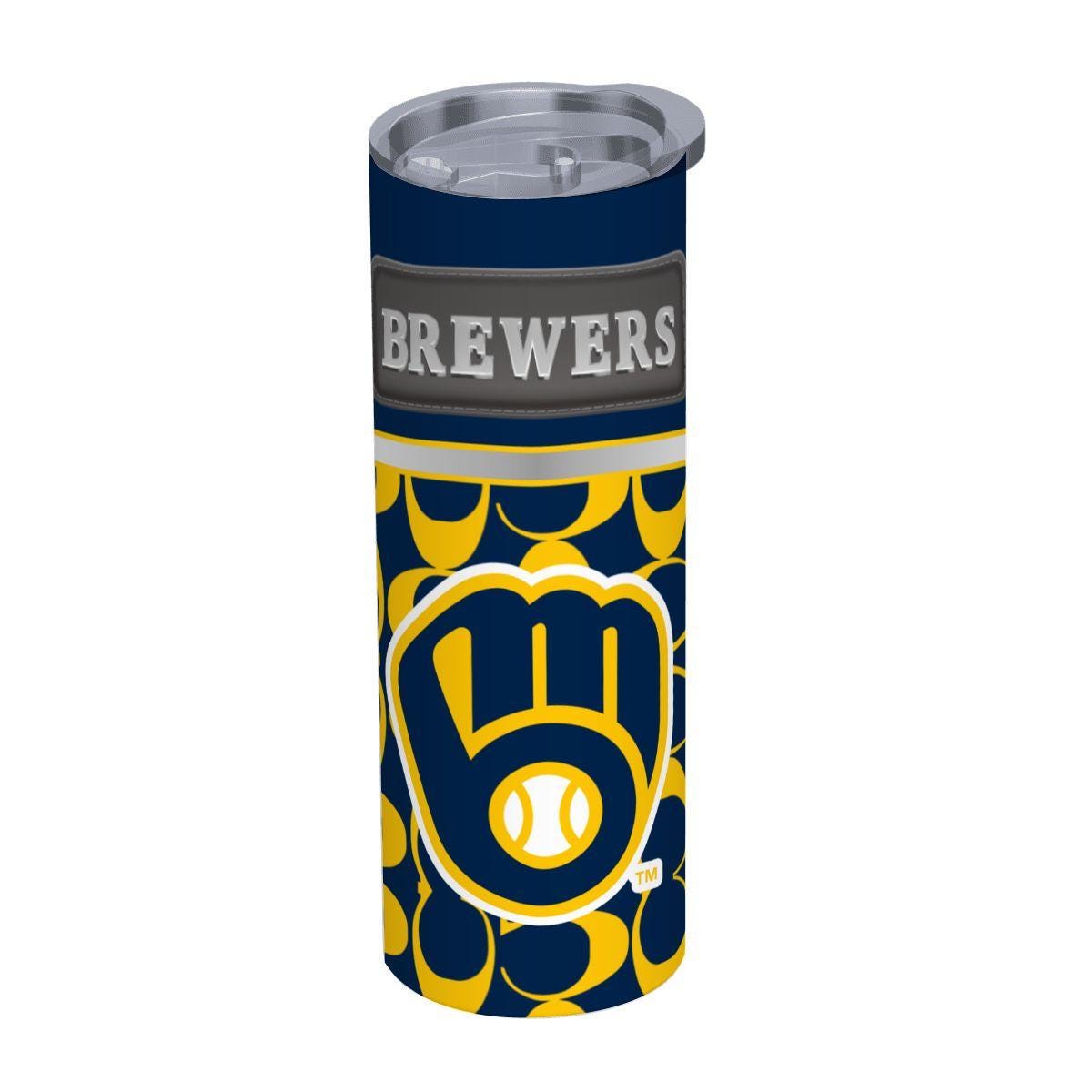 ColorFlow | Milwaukee Brewers Inspired Fashion 20oz Skinny Stainless Steel Tumbler With Straw Modern Game Day Drinkware