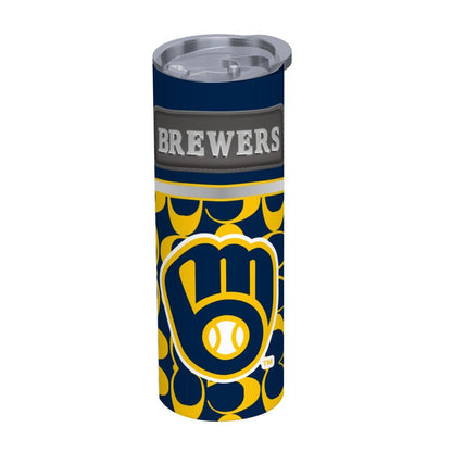ColorFlow | Milwaukee Brewers Inspired Fashion 20oz Skinny Stainless Steel Tumbler With Straw Modern Game Day Drinkware
