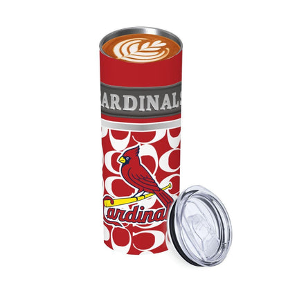 ColorFlow | St Louis Cardinals Inspired Fashion 20oz Skinny Stainless Steel Tumbler With Straw Premium Fan Drinkware
