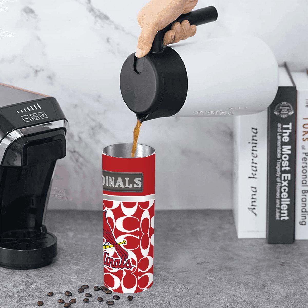 ColorFlow | St Louis Cardinals Inspired Fashion 20oz Skinny Stainless Steel Tumbler With Straw Premium Fan Drinkware