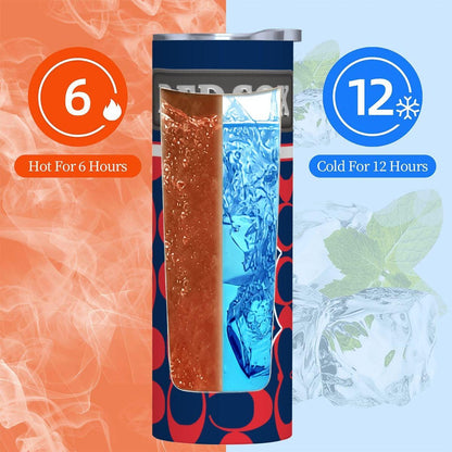ColorFlow | Boston Red Sox Inspired Fashion 20oz Skinny Stainless Steel Tumbler With Straw Iconic MLB Fan Gift Cup