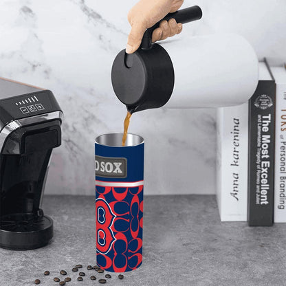 ColorFlow | Boston Red Sox Inspired Fashion 20oz Skinny Stainless Steel Tumbler With Straw Iconic MLB Fan Gift Cup