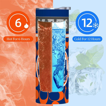 ColorFlow | New York Mets Inspired Fashion 20oz Skinny Stainless Steel Tumbler With Straw Dynamic Baseball Fan Travel Cup