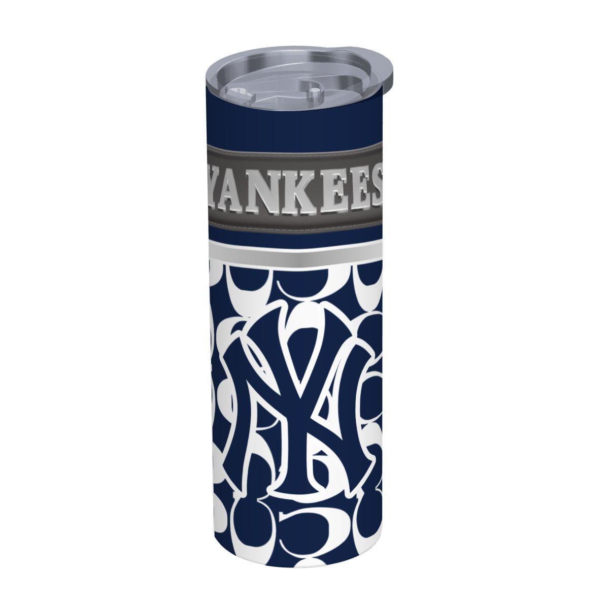 ColorFlow | New York Yankees Inspired Fashion 20oz Skinny Stainless Steel Tumbler With Straw Classic Pinstripe Style Drinkware
