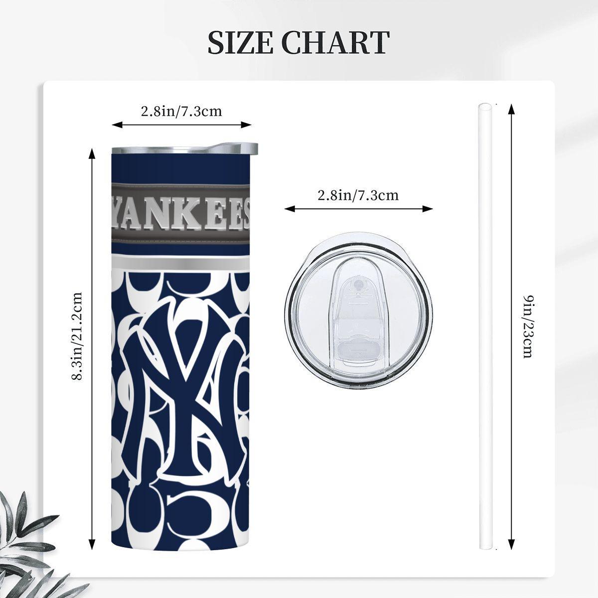ColorFlow | New York Yankees Inspired Fashion 20oz Skinny Stainless Steel Tumbler With Straw Classic Pinstripe Style Drinkware