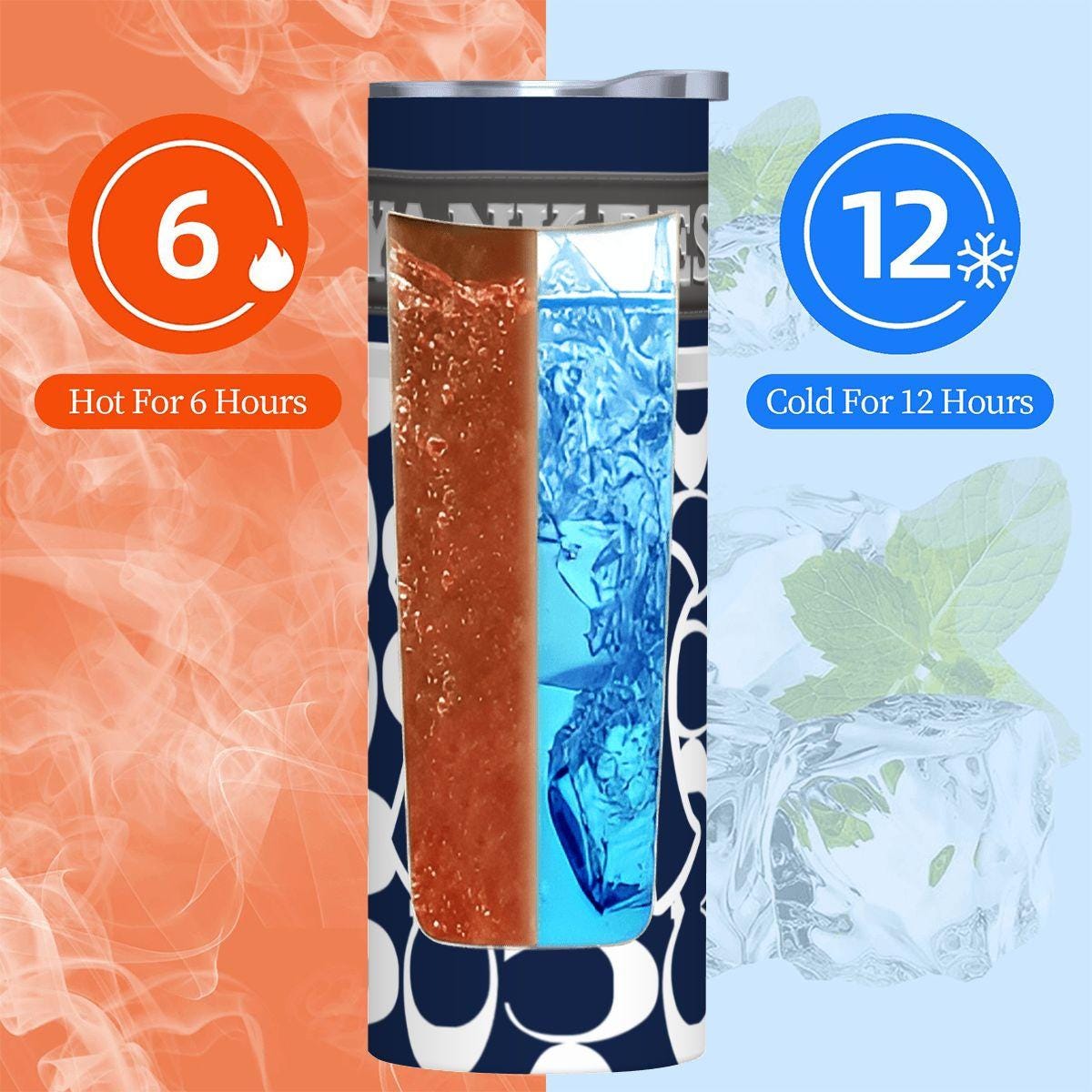 ColorFlow | New York Yankees Inspired Fashion 20oz Skinny Stainless Steel Tumbler With Straw Classic Pinstripe Style Drinkware