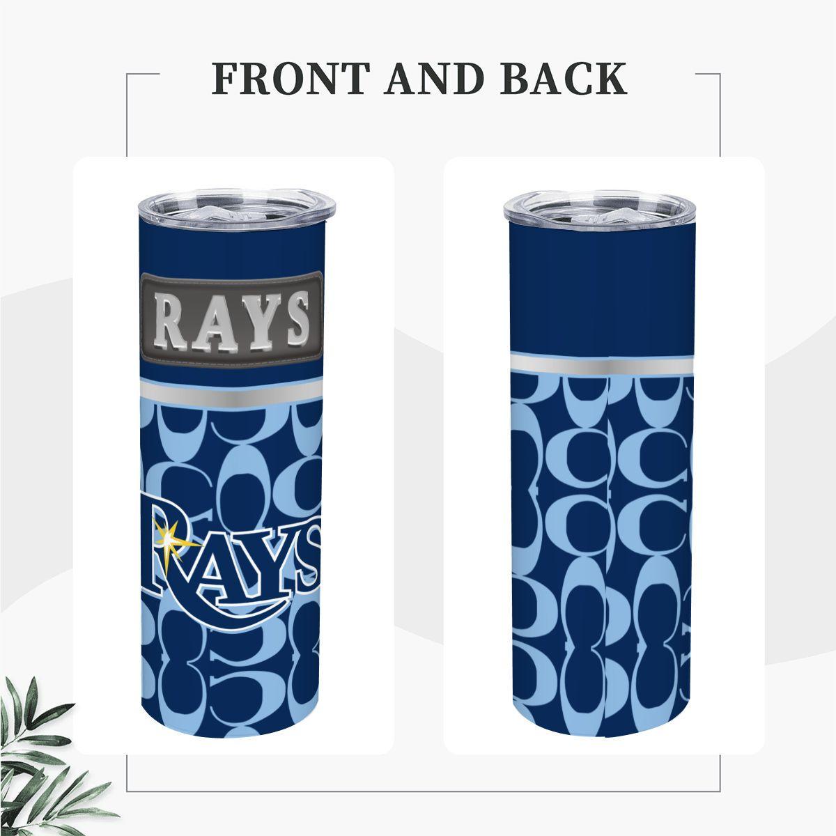 ColorFlow | Tampa Bay Rays Inspired Fashion 20oz Skinny Stainless Steel Tumbler With Straw Coastal Baseball Fan Gift