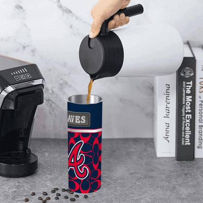 ColorFlow | Atlanta Braves Inspired Fashion 20oz Skinny Stainless Steel Tumbler With Straw Bold Game Day Travel Mug