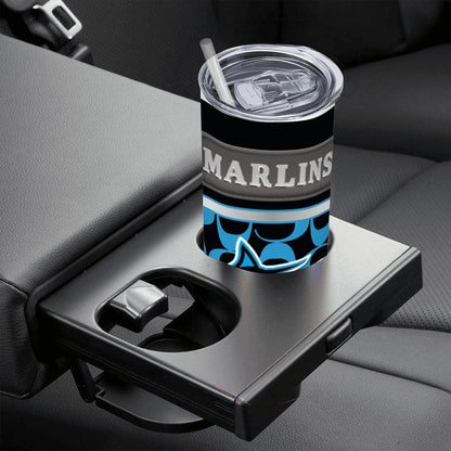 ColorFlow | Miami Marlins Inspired Fashion 20oz Skinny Stainless Steel Tumbler With Straw Sleek MLB Style Drinkware