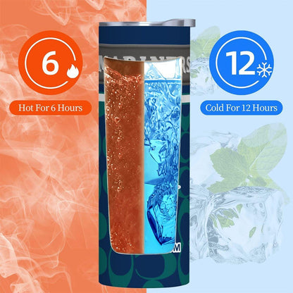 ColorFlow | Seattle Mariners Inspired Fashion 20oz Skinny Stainless Steel Tumbler With Straw Northwest Baseball Fan Cup