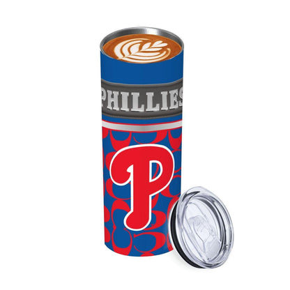 ColorFlow | Philadelphia Phillies Inspired Fashion 20oz Skinny Stainless Steel Tumbler With Straw Retro Game Day Drinkware