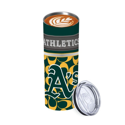 ColorFlow | Oakland Athletics Inspired Fashion 20oz Skinny Stainless Steel Tumbler With Straw Classic Green Gold Fan Cup