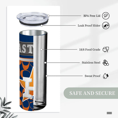 ColorFlow | Houston Astros Inspired Fashion 20oz Skinny Stainless Steel Tumbler With Straw Bold Star Baseball Drinkware