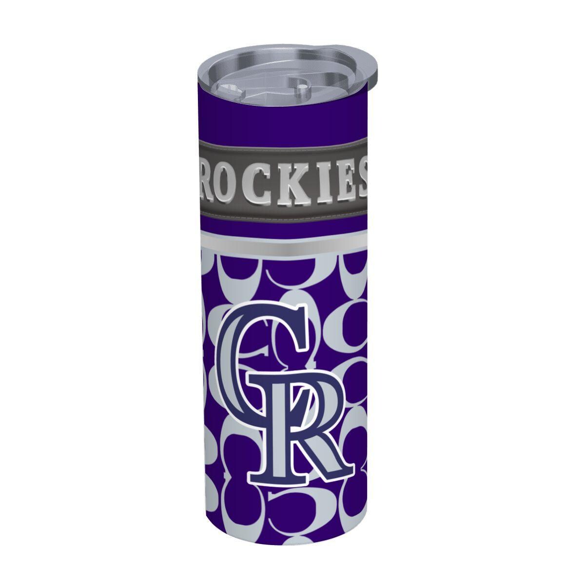 ColorFlow | Colorado Rockies Inspired Fashion 20oz Skinny Stainless Steel Tumbler With Straw Purple Baseball Fan Travel Cup