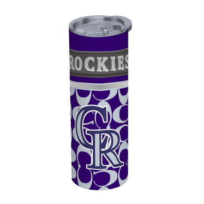 ColorFlow | Colorado Rockies Inspired Fashion 20oz Skinny Stainless Steel Tumbler With Straw Purple Baseball Fan Travel Cup