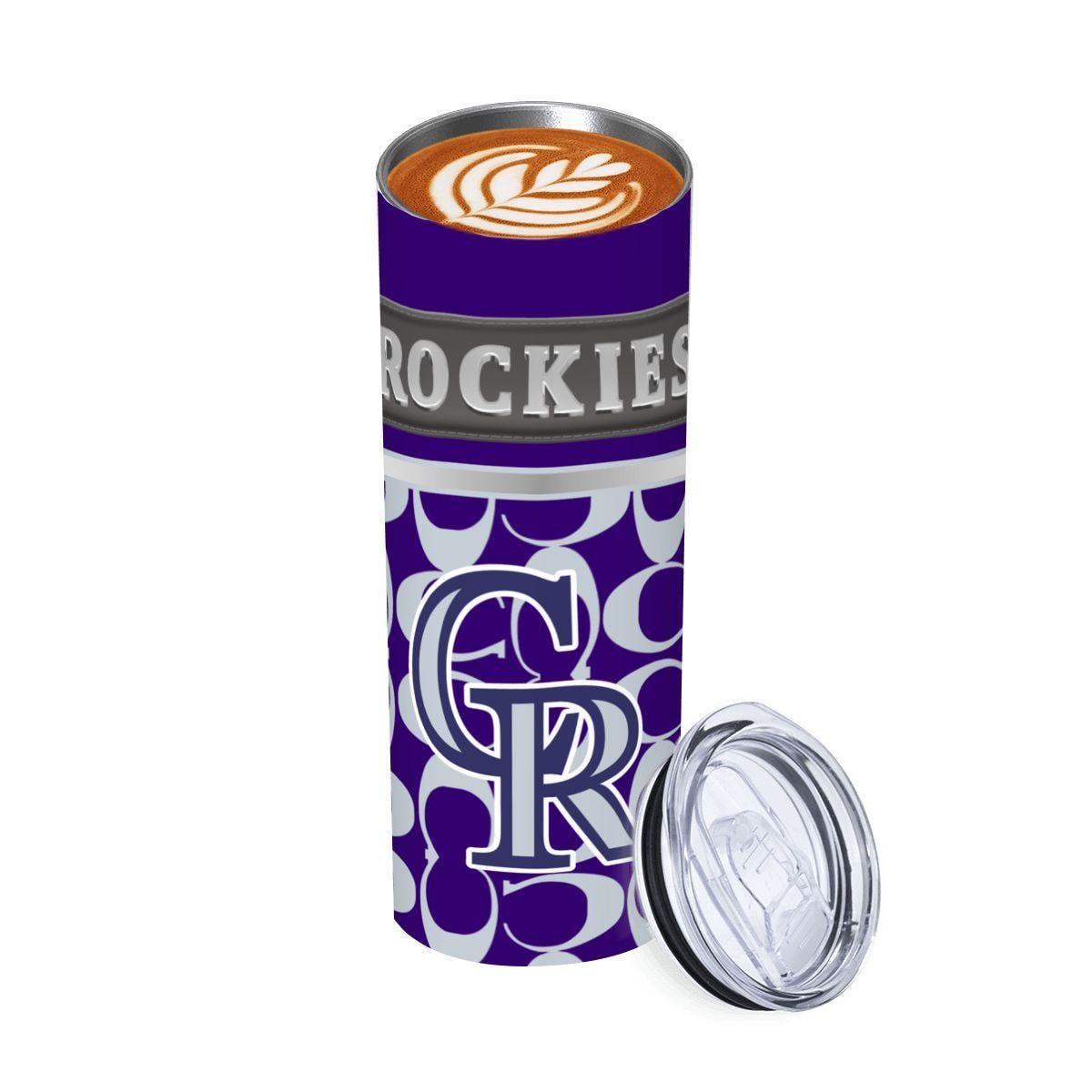 ColorFlow | Colorado Rockies Inspired Fashion 20oz Skinny Stainless Steel Tumbler With Straw Purple Baseball Fan Travel Cup