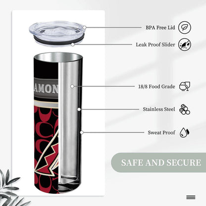 ColorFlow | Arizona Diamondbacks Inspired Fashion 20oz Skinny Stainless Steel Tumbler With Straw Bold Desert Baseball Drinkware