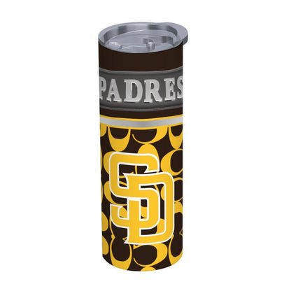 ColorFlow | San Diego Padres Inspired Fashion 20oz Skinny Stainless Steel Tumbler With Straw Gold Brown Baseball Fan Cup
