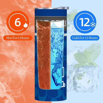ColorFlow | Los Angeles Dodgers Inspired Fashion 20oz Skinny Stainless Steel Tumbler With Straw West Coast Baseball Drinkware
