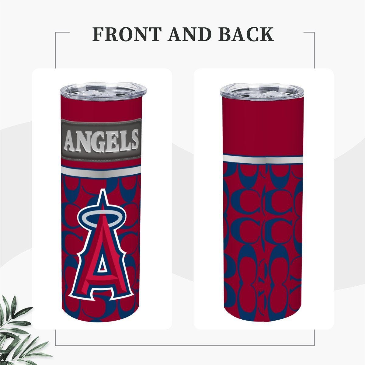 ColorFlow | Los Angeles Angels Inspired Fashion 20oz Skinny Stainless Steel Tumbler With Straw Bold Red Game Day Cup