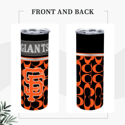 ColorFlow | San Francisco Giants Inspired Fashion 20oz Skinny Stainless Steel Tumbler With Straw Orange Black MLB Fan Gift