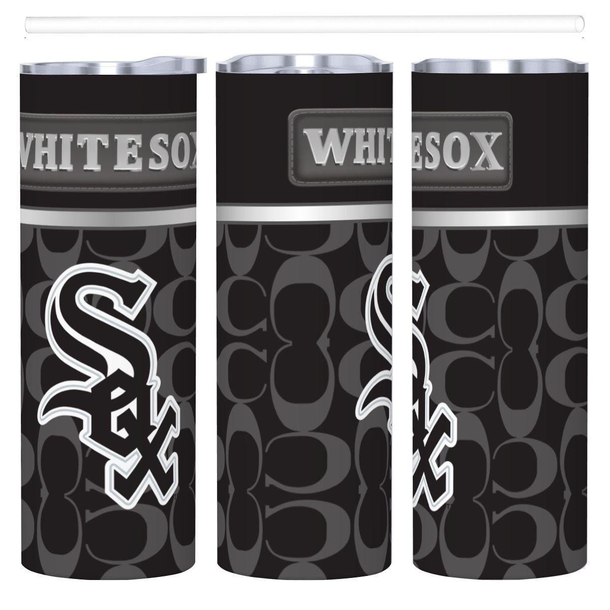 ColorFlow | Chicago White Sox Inspired Fashion 20oz Skinny Stainless Steel Tumbler With Straw Sleek Game Day Drinkware
