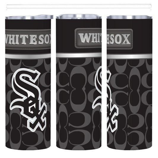 ColorFlow | Chicago White Sox Inspired Fashion 20oz Skinny Stainless Steel Tumbler With Straw Sleek Game Day Drinkware