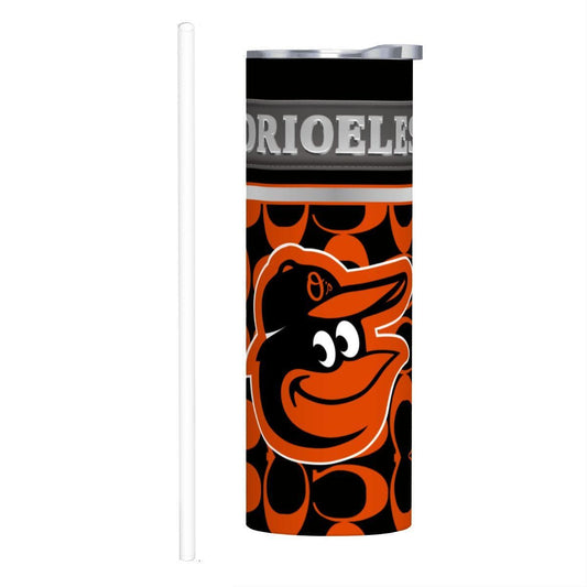 ColorFlow | Baltimore Orioles Inspired Fashion 20oz Skinny Stainless Steel Tumbler With Straw Bold Baseball Fan Travel Cup