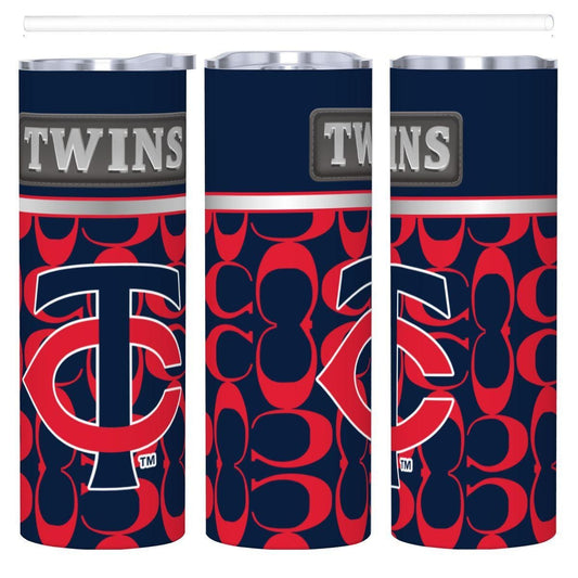 ColorFlow | Minnesota Twins Inspired Fashion 20oz Skinny Stainless Steel Tumbler With Straw Modern Baseball Fan Gift