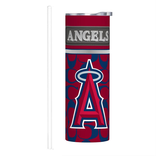 ColorFlow | Los Angeles Angels Inspired Fashion 20oz Skinny Stainless Steel Tumbler With Straw Bold Red Game Day Cup