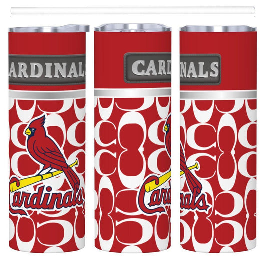ColorFlow | St Louis Cardinals Inspired Fashion 20oz Skinny Stainless Steel Tumbler With Straw Premium Fan Drinkware