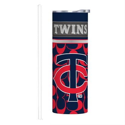 ColorFlow | Minnesota Twins Inspired Fashion 20oz Skinny Stainless Steel Tumbler With Straw Modern Baseball Fan Gift