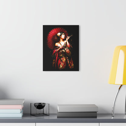 ColorFlow | Crimson Geisha With Red Umbrella Japanese Wall Art Metal Sign Asian Inspired Home Decor