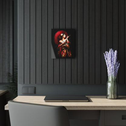ColorFlow | Crimson Geisha With Red Umbrella Japanese Wall Art Metal Sign Asian Inspired Home Decor