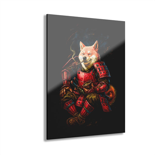 ColorFlow | Samurai Shiba Inu Warrior Metal Sign Japanese Dog Wall Art Bold Anime Inspired Decor