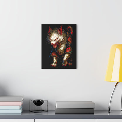 ColorFlow | Fierce Mystic Cat Yokai Inspired Metal Wall Art Gothic Japanese Fantasy Decor