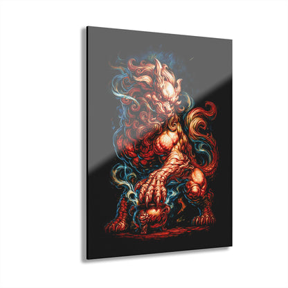 ColorFlow | Inferno Oni Guardian Beast Metal Sign Dark Japanese Demon Wall Art Fantasy Statement Decor