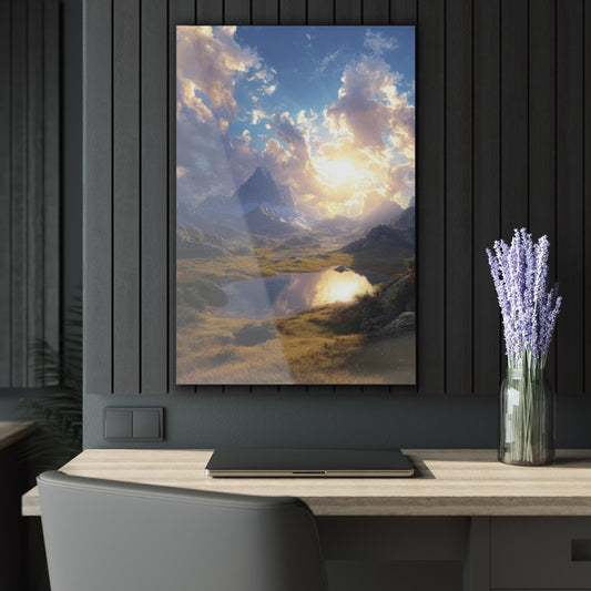 ColorFlow | Majestic Mountain Sunrise Landscape Metal Wall Art | Serene Lake Reflection Nature Decor | Modern Outdoor Wall Accent