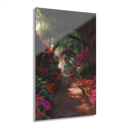 ColorFlow | Enchanted Garden Path Metal Wall Art | Lush Floral Walkway Decor | Vibrant Botanical Outdoor Wall Accent