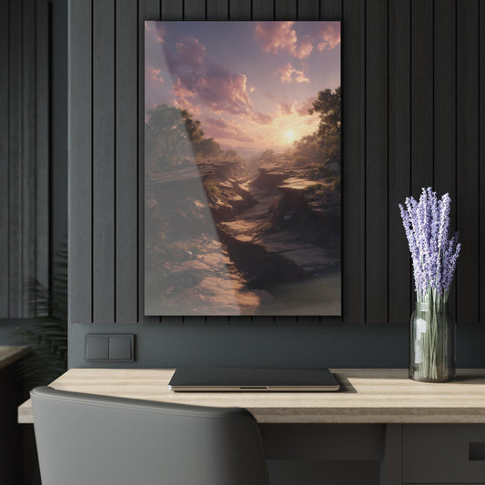 ColorFlow | Golden Canyon Sunset Metal Wall Art | Warm Horizon Landscape Decor | Peaceful Scenic Nature Wall Accent