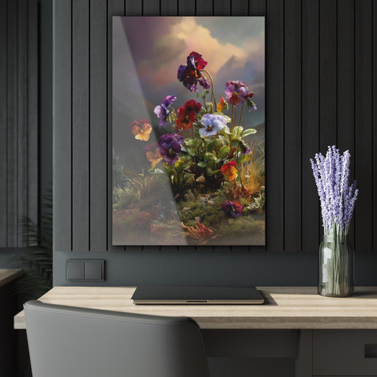 ColorFlow | Mountain Meadow Pansies Metal Wall Art | Colorful Alpine Floral Decor | Scenic Nature Wall Accent