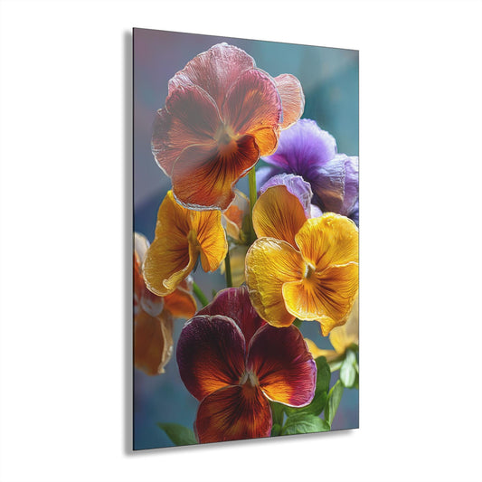 ColorFlow | Golden Dew Pansy Cluster Metal Wall Art | Vibrant Spring Floral Decor | Colorful Botanical Wall Accent